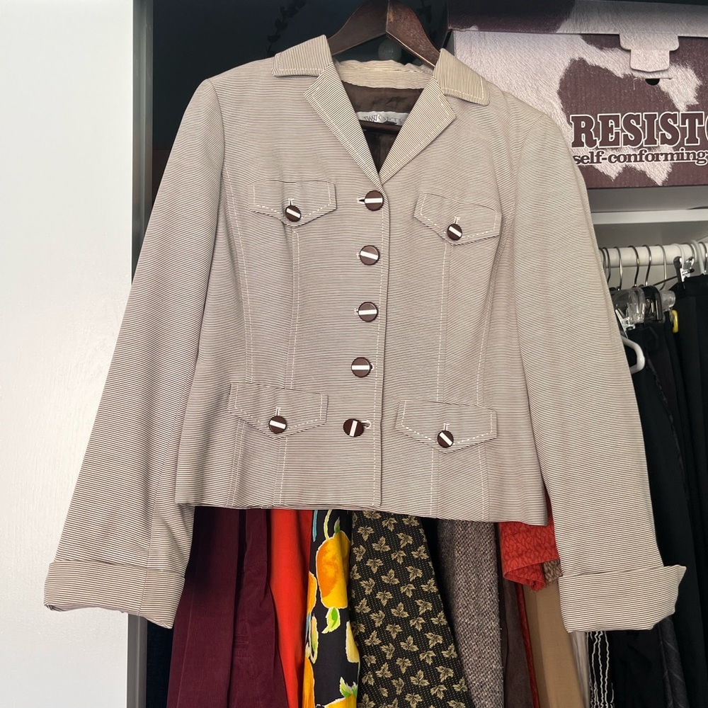 Women's Size 6 Beige Striped Jacket